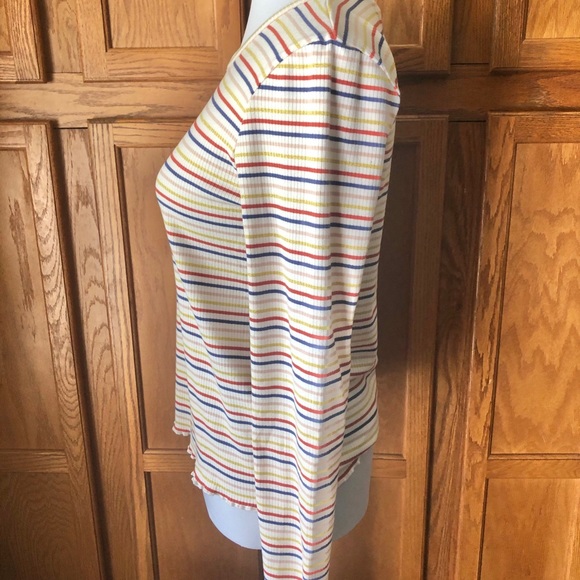 MADEWELL Cream Metallic Striped Long Sleeve Top Blouse Size M - Picture 4 of 9